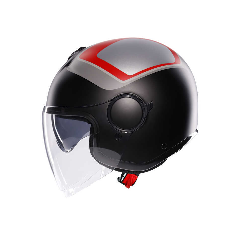 ETERES SCAGLIERI MATT GREY/RED - MOTORBIKE OPEN FACE HELMET E2206