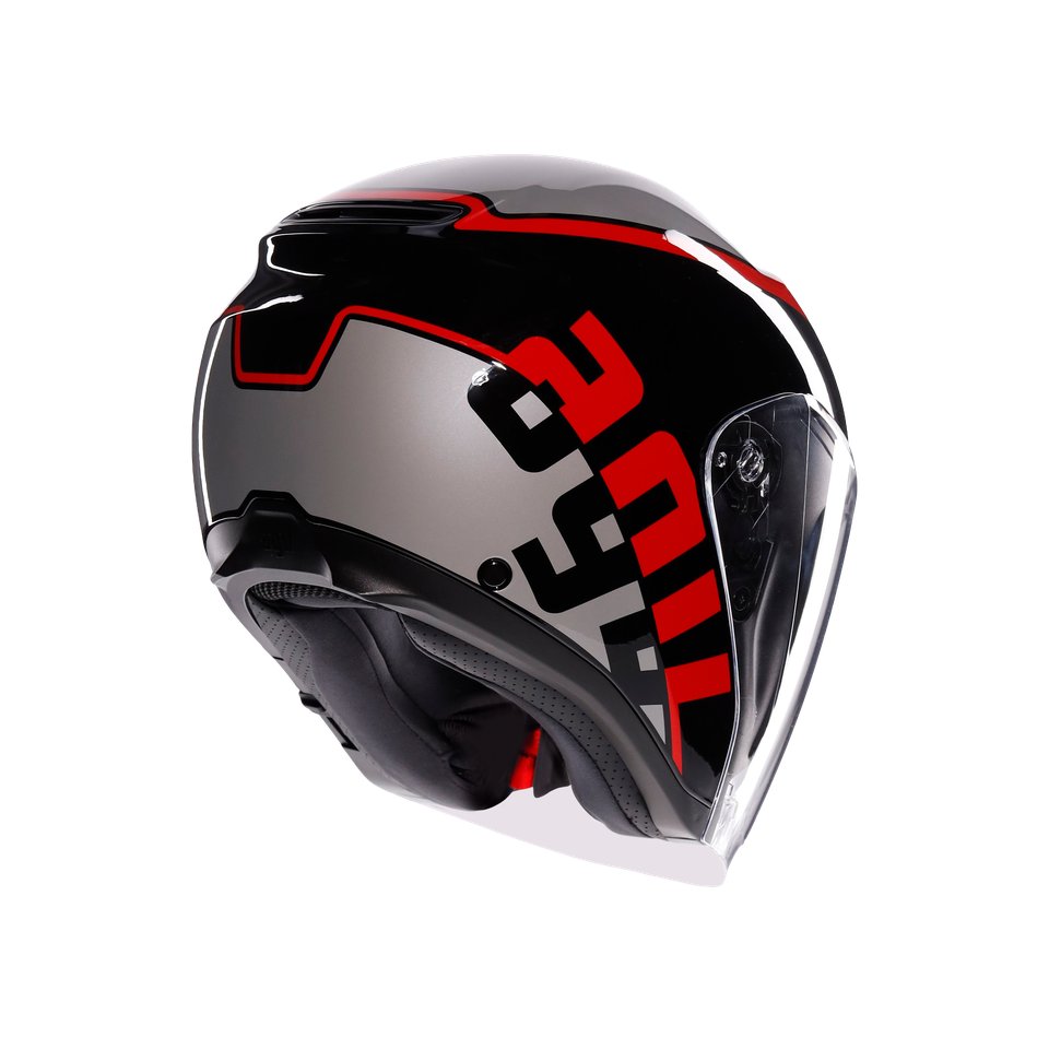 IRIDES MOTORBIKE OPEN FACE HELMET E2206 - VALENZA MATT GREY/BLACK/RED