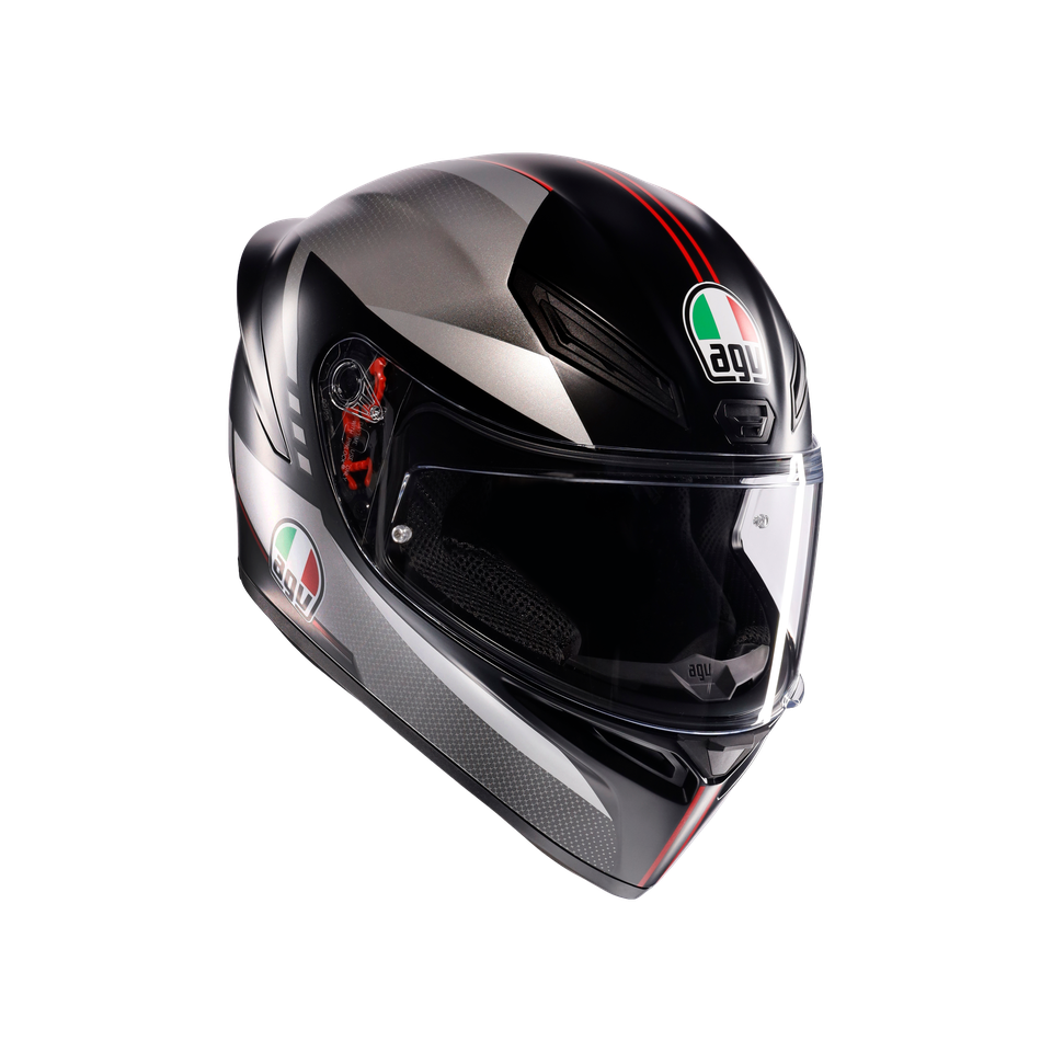 K1 S LAP MATT BLACK/GREY/RED - MOTORBIKE FULL FACE HELMET E2206