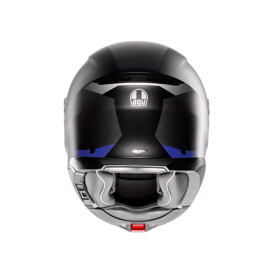 TOURMODULAR STRAY MATT BLACK/GREY/BLUE - MOTORBIKE FLIP UP HELMET E2206