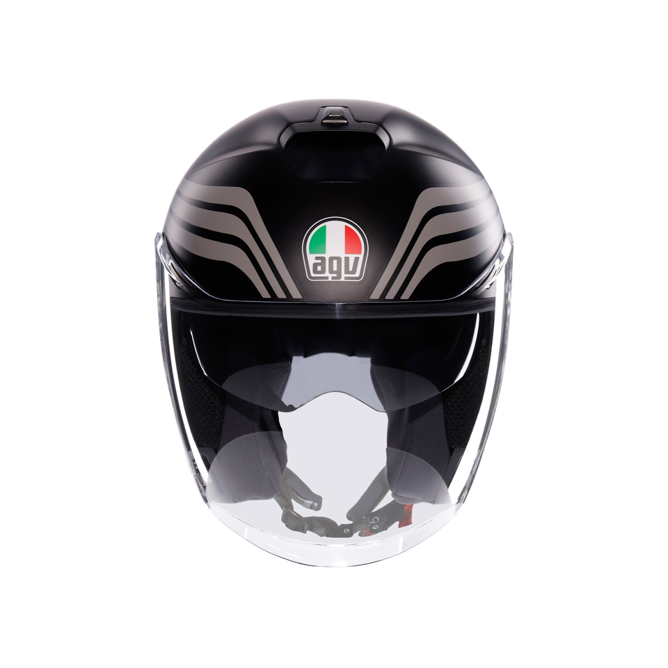 IRIDES BOLOGNA MATT BLACK/TRICOLORE - MOTORBIKE OPEN FACE HELMET E2206