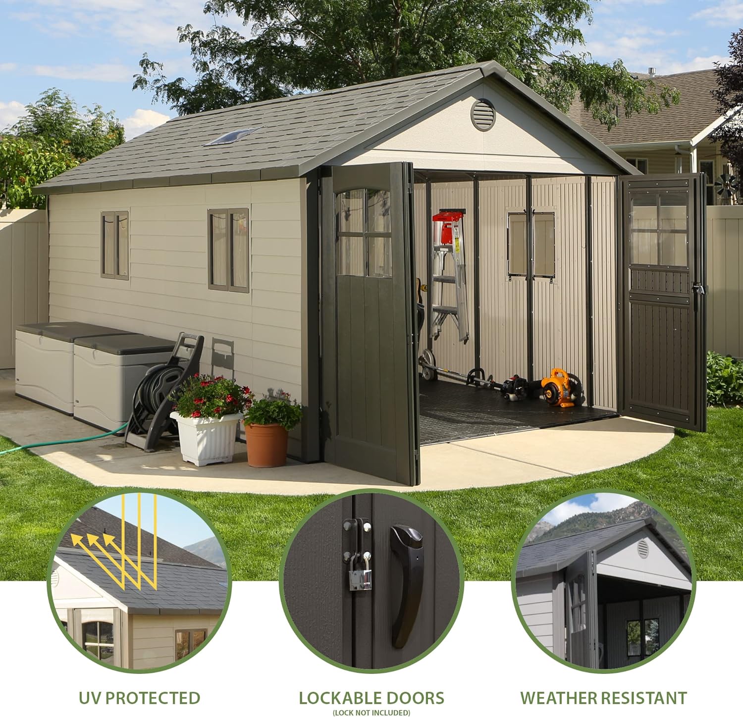 Lifetime 11 x 18.5 Ft. Outdoor Storage Shed, 11 x 18.5, Desert Sand