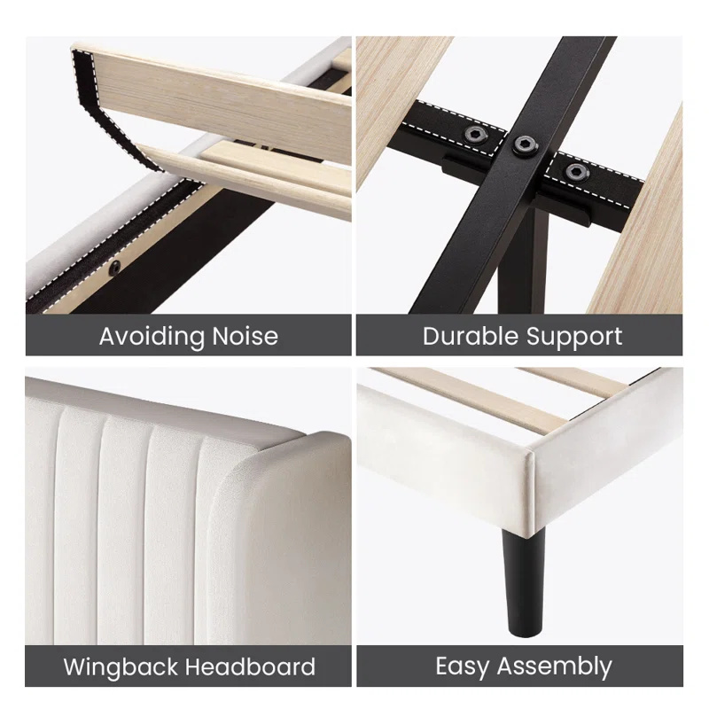 Candler Upholstered Wingback Bed