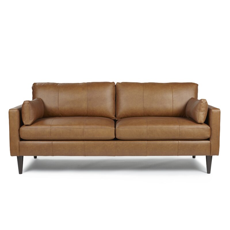 Gaia 81” Genuine Leather Square Arm Sofa