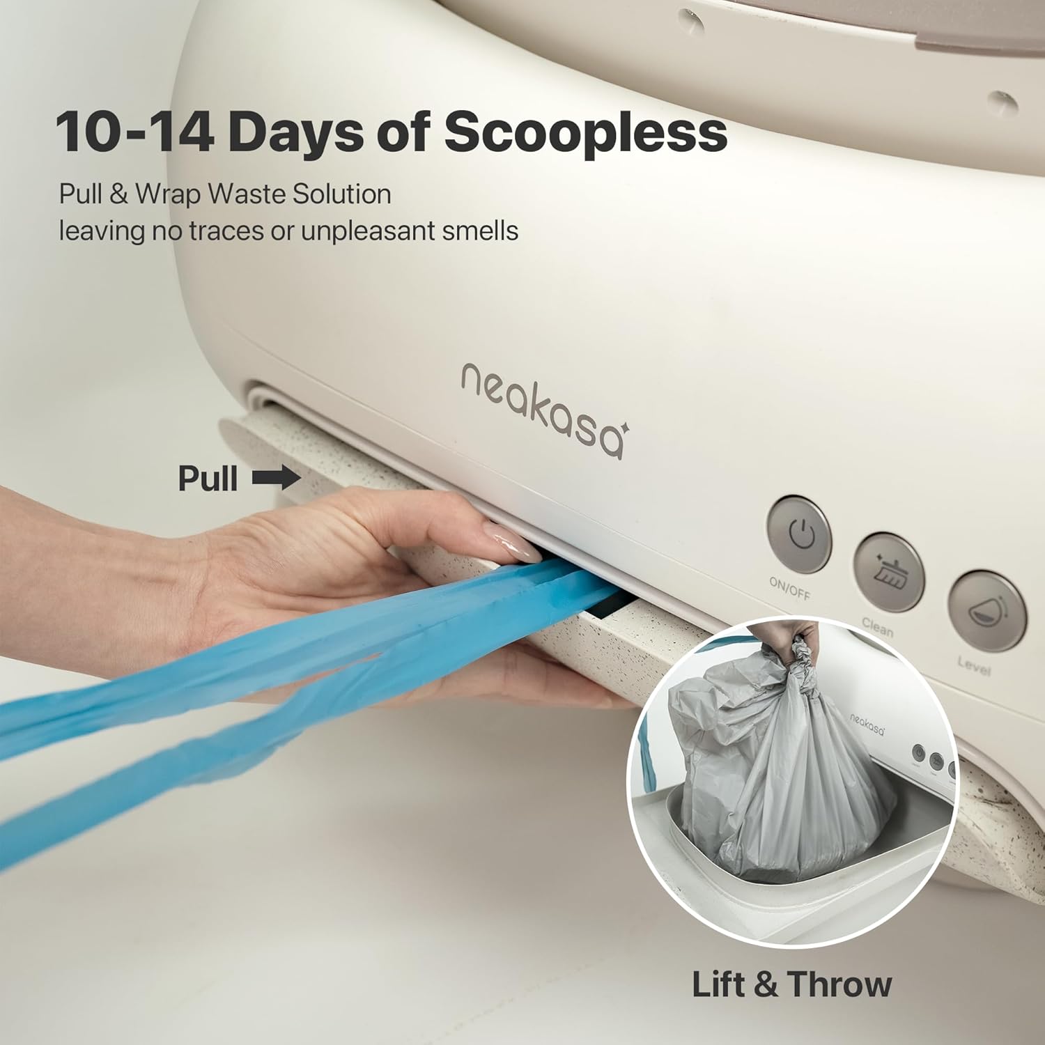 M1 Lite Open-Top Self Cleaning Cat Litter Box, Automatic Cat Litter Box with APP Control, Safety Protection, 1 Roll Waste Bag