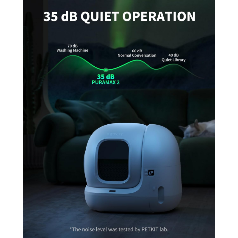 PETKIT PuraMax 2 Self-Cleaning Cat Litter Box, Automatic Litter Box with Anti-Leakage Upgrad Waterproof Litter Pad Max, Scoop-Free Litter Box Includes N50 2.0 & Trash Bags, 2.4G WiFi