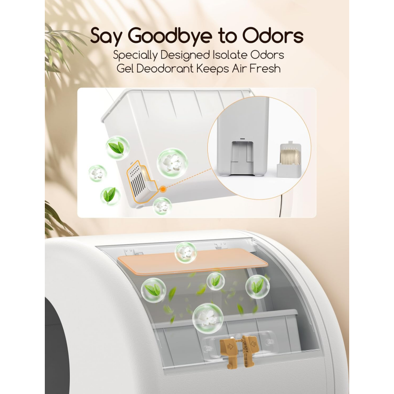 MeoWant Self-Cleaning Cat Litter Box, Advanced Safety System Automatic Cat Litter Box Perfect for Multi Cats, Extra Large/Odor Control/APP Control Smart Cat Litter Box with Mat & Liner, Yellow