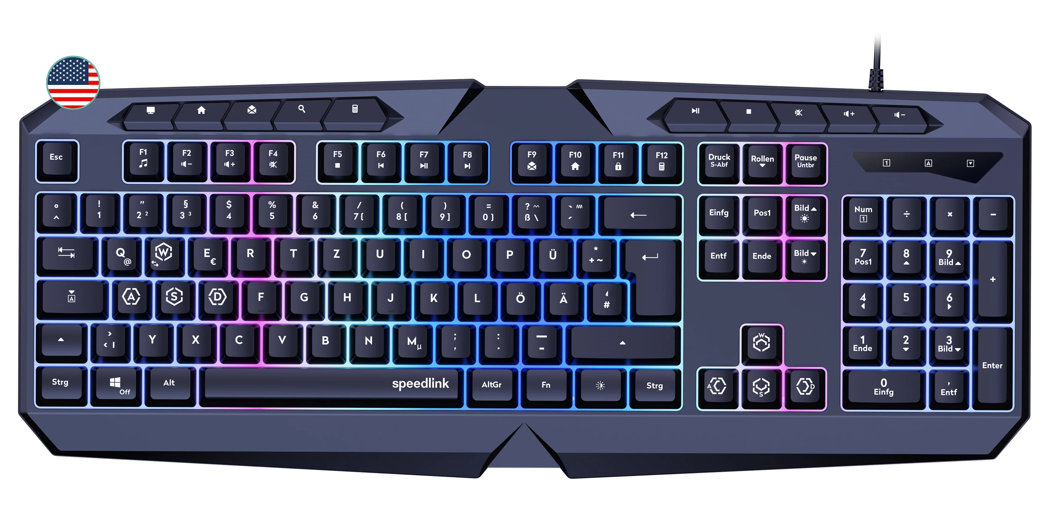 Speedlink - LUDICIUM RGB Rainbow Gaming Tastatur. sort - US Layout