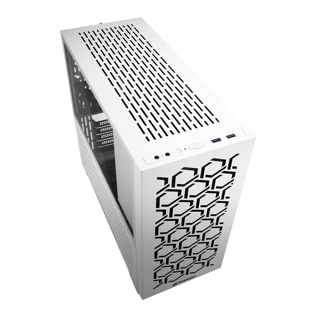 Sharkoon MS-Y1000. gaming tower case (white. tempered glass side panel)