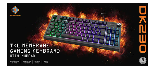 DELTACO GAMING DK230 Tastatur Membran RGB Kabling Pan Nordic
