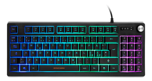 DELTACO GAMING DK230 Tastatur Membran RGB Kabling Pan Nordic
