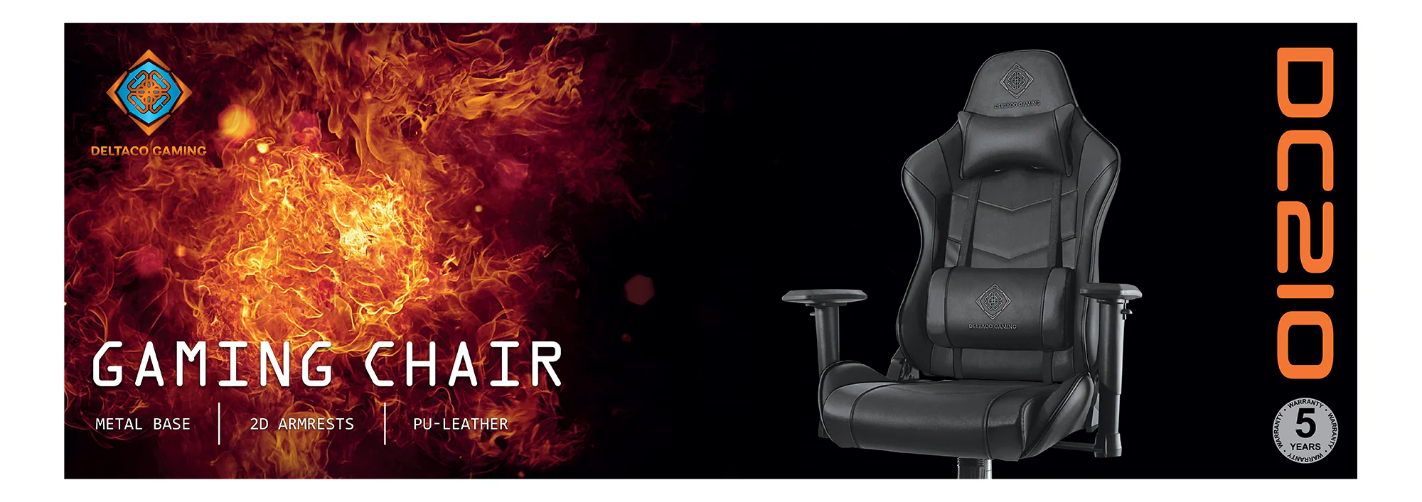 DELTACO GAMING GAM-096 Gamer Stol Sort