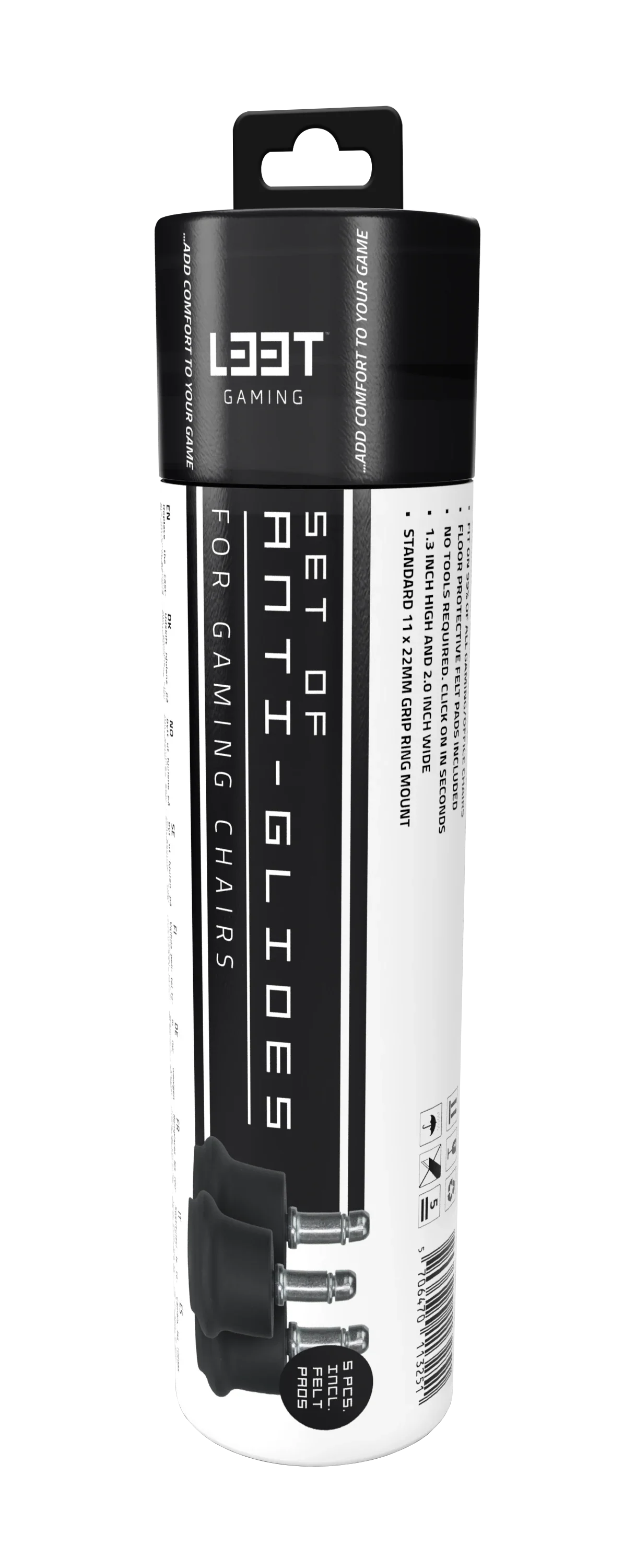 L33T - Anti-Glides til Gaming Stol - 5 stk inkl Felt Puder