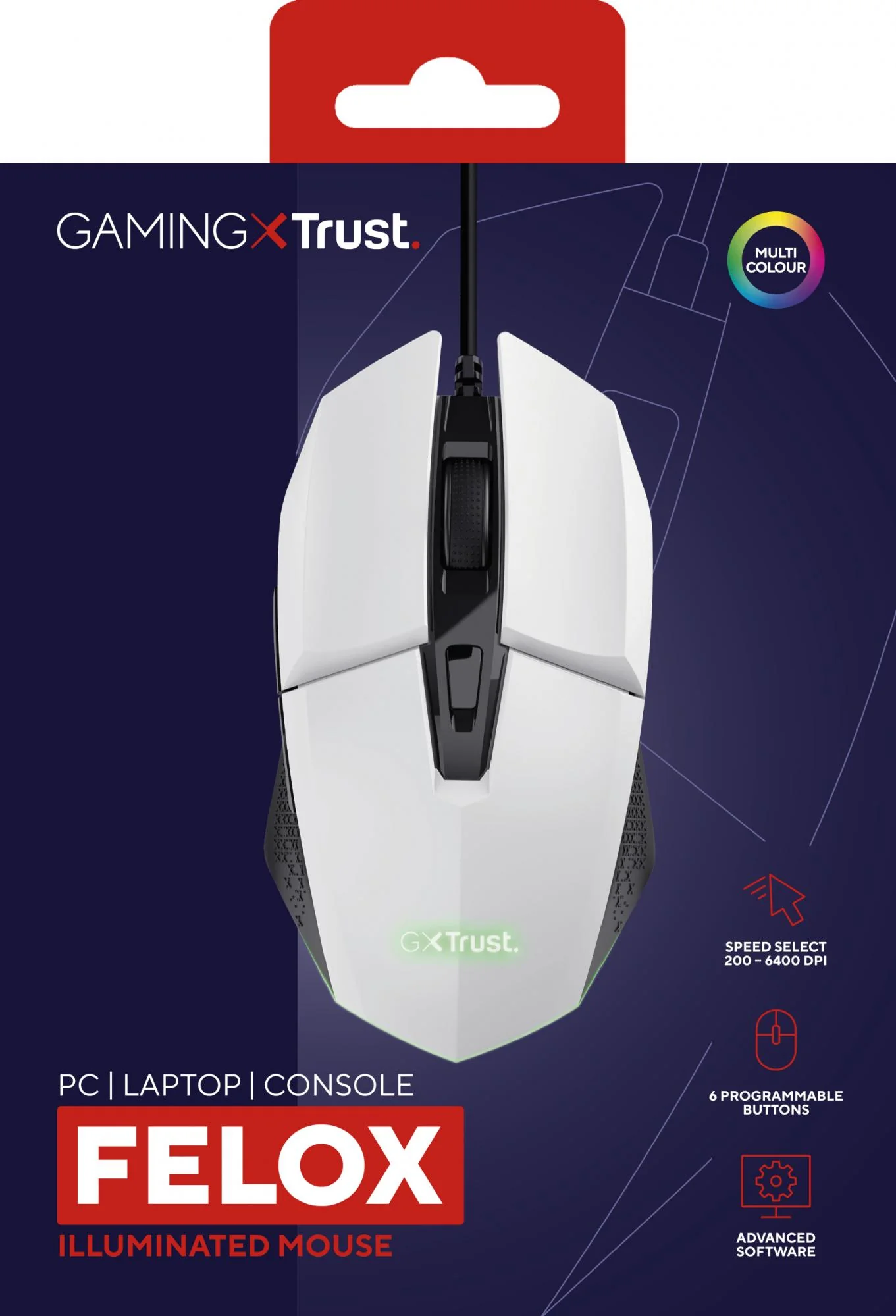 TRUST GXT109W FELOX GAMING MUS- HVID