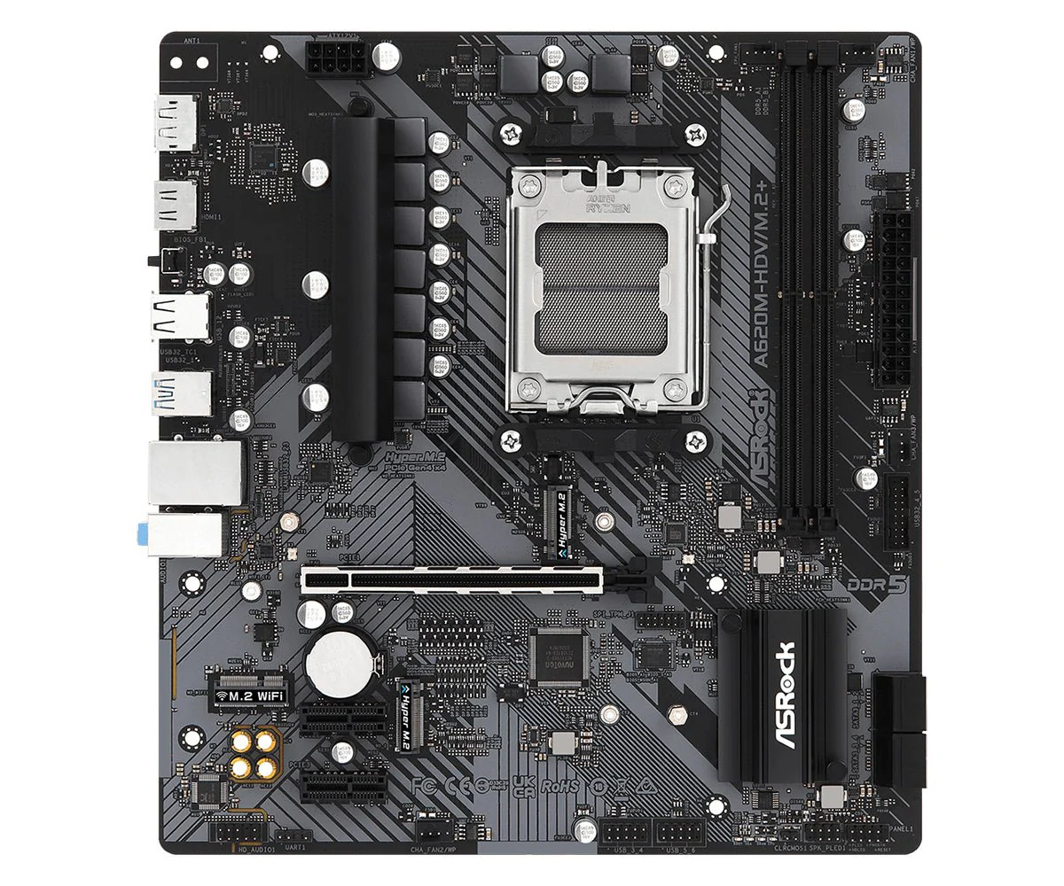 ASRock A620M-HDV/M.2+ - AM5 - Bundkort