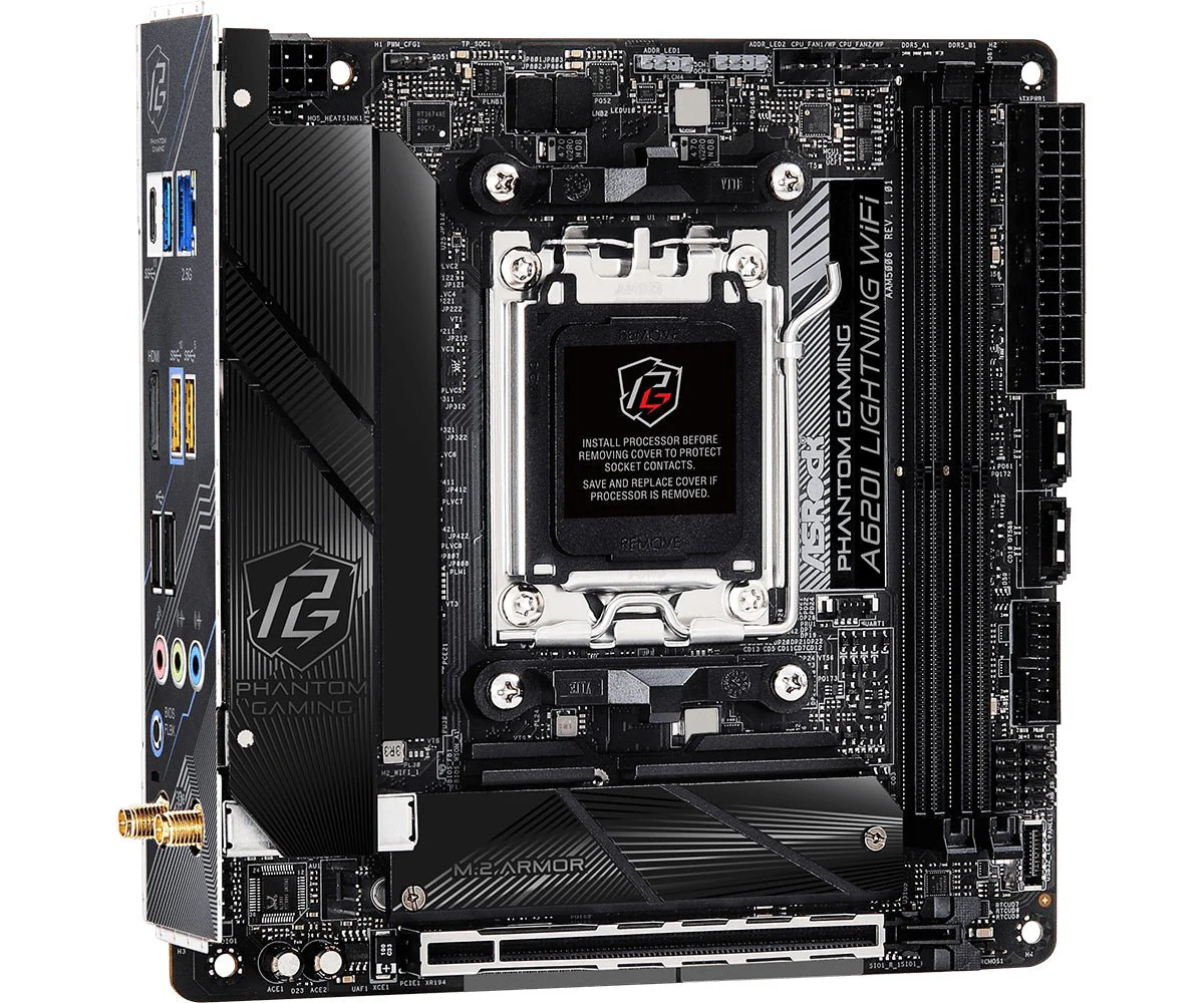 ASRock Phantom Gaming A620I Lightning WiFi Micro-ATX Socket AM5 AMD A620 - Bundkort