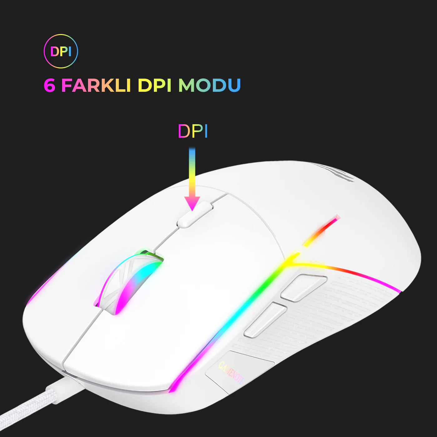 Gaming Mouse Havit MS961 RGB 1200-12000 DPI (white)