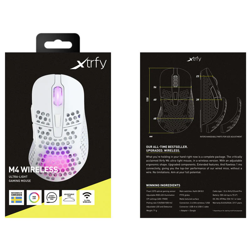 Xtrfy M4 Wireless RGB. Gaming-Maus. Weiß
