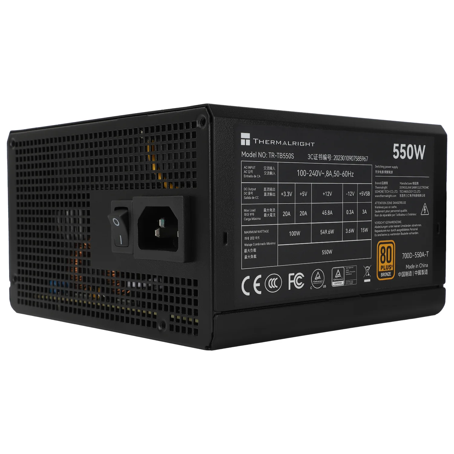 Thermalright TR-TB550S Black - PSU. 80+ Bronze. 550W