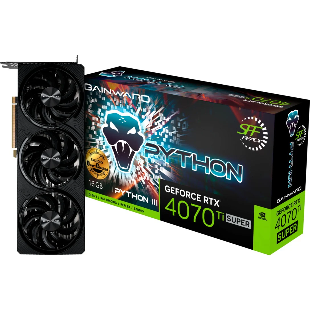 Gainward GeForce RTX 4070 Ti SUPER Python III OC. graphics card (DLSS 3. 3x DisplayPort. 1x HDMI 2.1a)