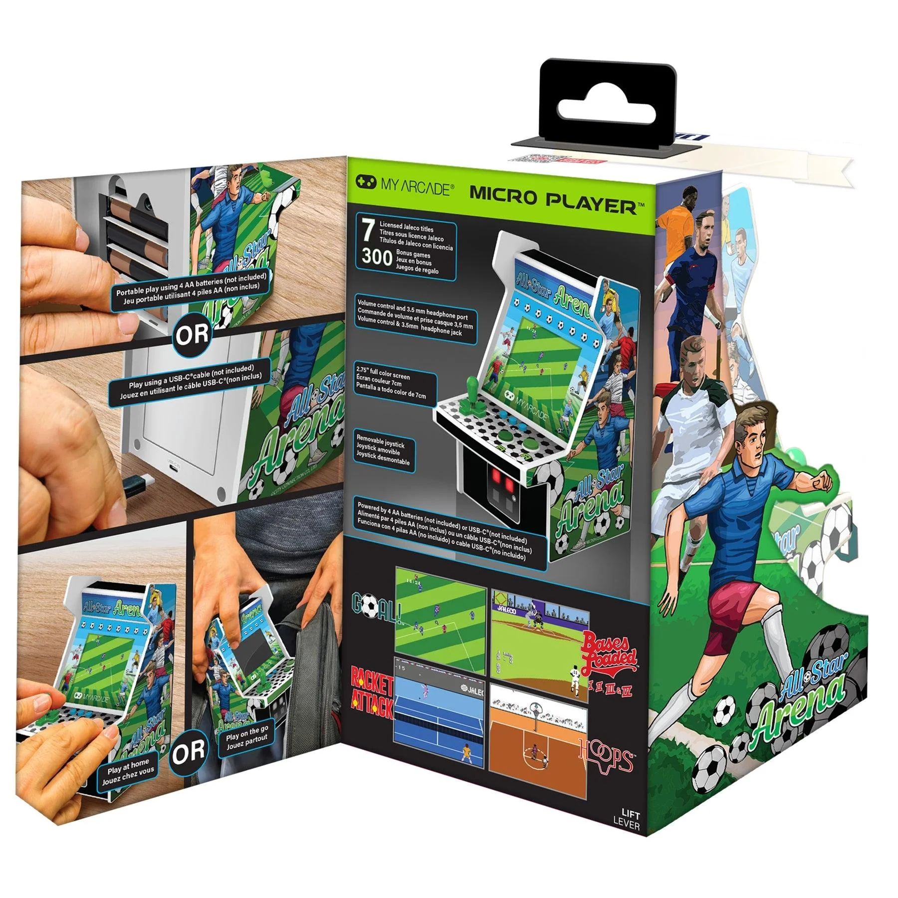 MY ARCADE. MICRO PLAYER 6.75 ALL-STAR ARENA COLLECTIBLE RETRO (307 GAMES IN 1). WHITE