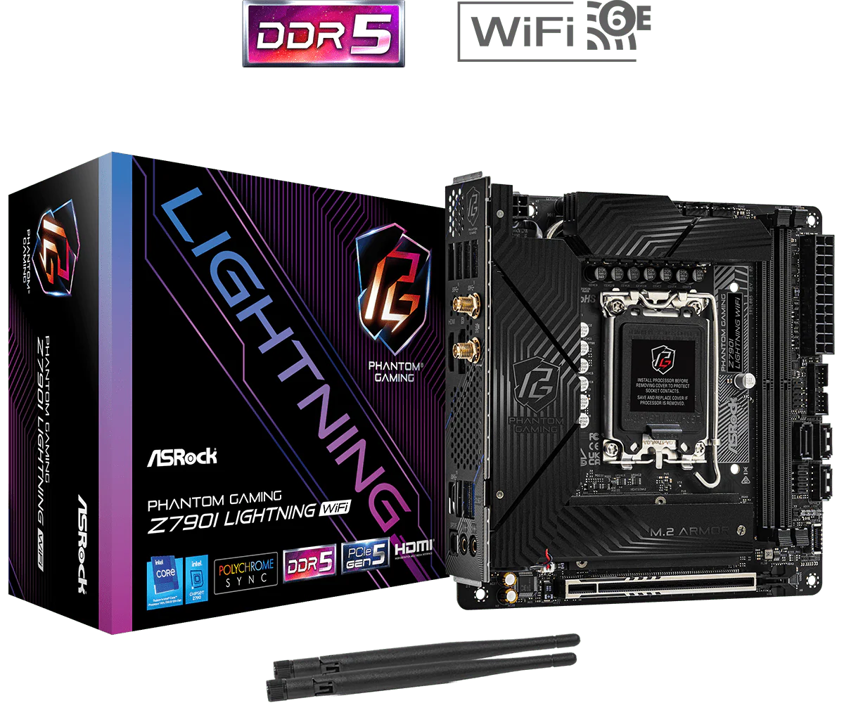 ASRock Phantom Gaming Z690I LIGHTNING WIFI Mini ITX LGA1700 sokkel Intel Z790 - Bundkort