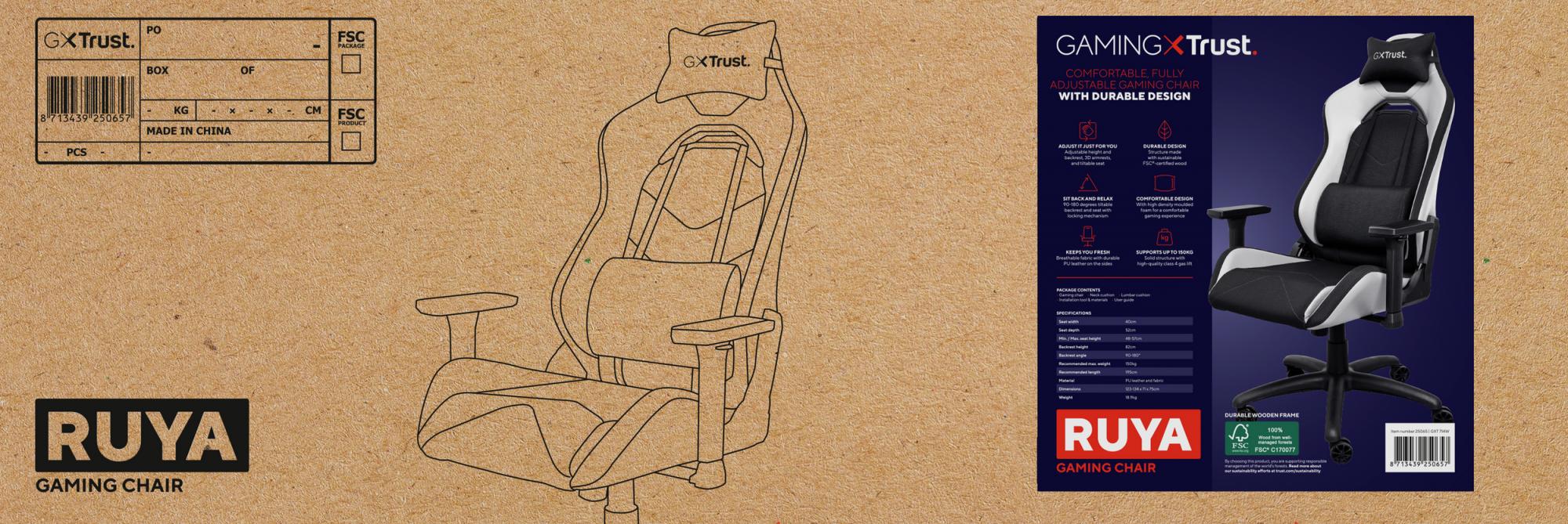 TRUST GXT714W RUYA GAMING CHAIR - WHITE