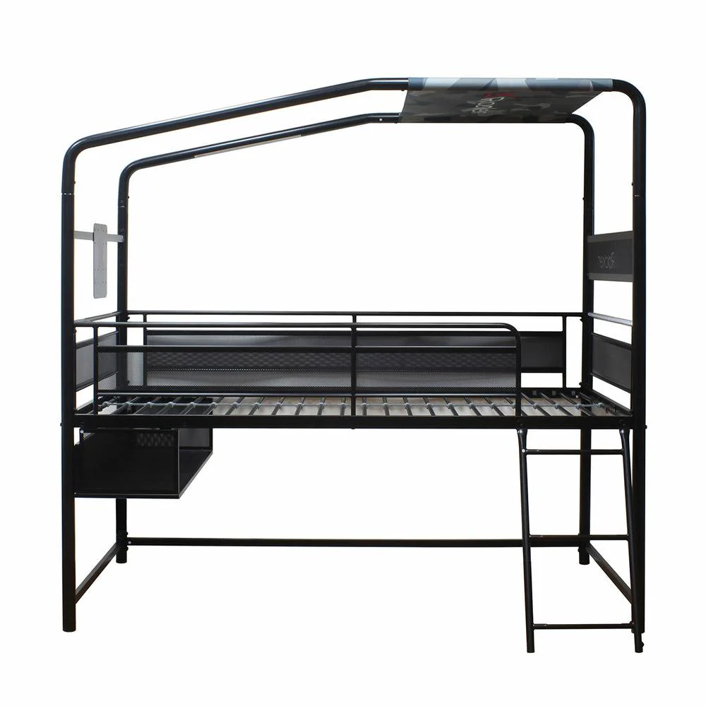 XROCKER CONTRA MID-SLEEPER GAMING BUNK BED WITH REVERSIBLE PROFILE - BLACK AND CAMO