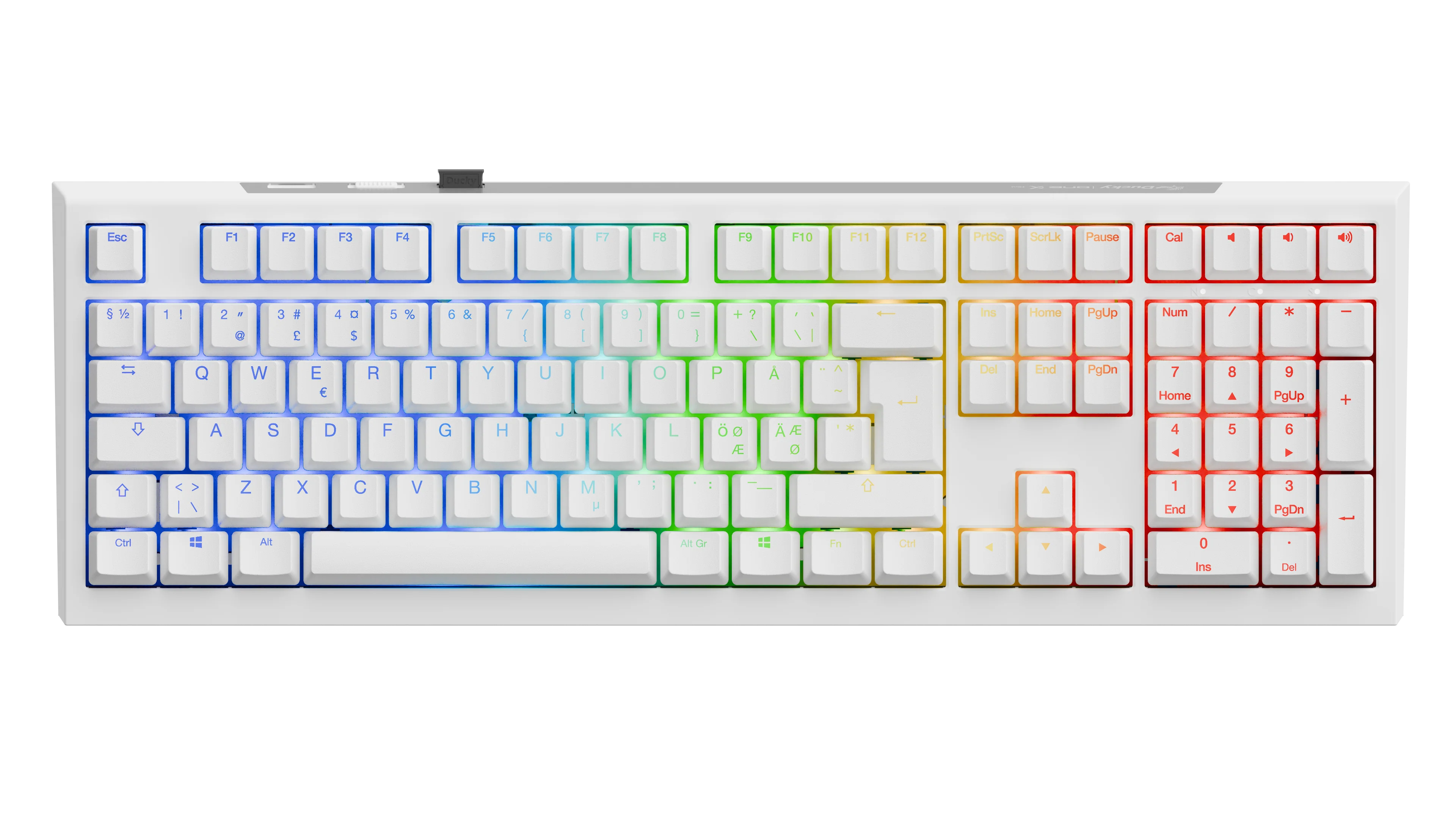 Ducky One X - White Nordic - Fullsize 100% - Ducky Inductive Switch (analog) Tri-Mode (Trådløs. BT. Cord)