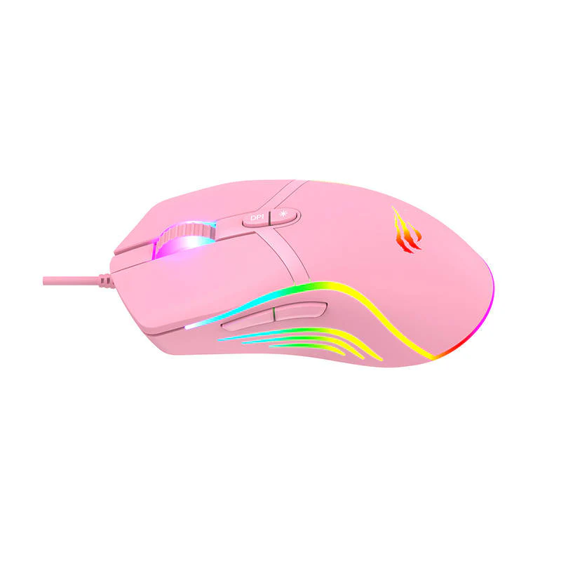 Gaming mouse Havit MS1026 RGB 1000-6400 DPI (pink)