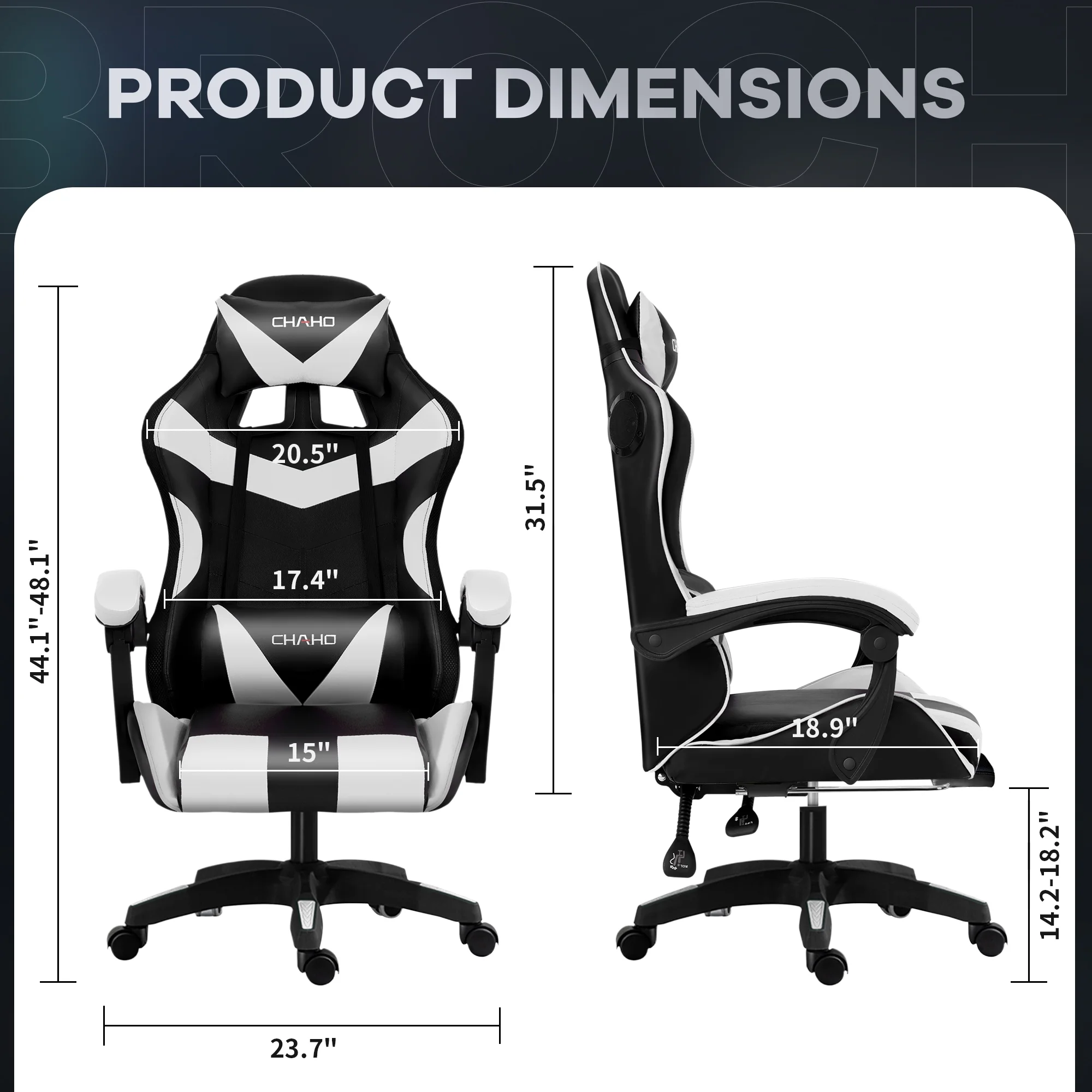Ergonomic Gaming Chair, CHAHO Gaming Chair with Speaker & LED Lights, Computer Racing Chair for Adults, PU Leather Office Chair with Footrest Lumbar Support Headrest, Red