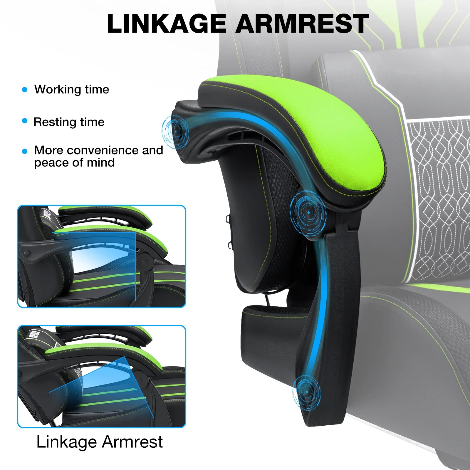 Hoffree Gaming Chair with Bluetooth Speakers Big and Tall Gamer Chair with Footrest and Massage Game Chair with Lumbar Support and 360-Swivel Seat and Headrest for Adults, 400lbs