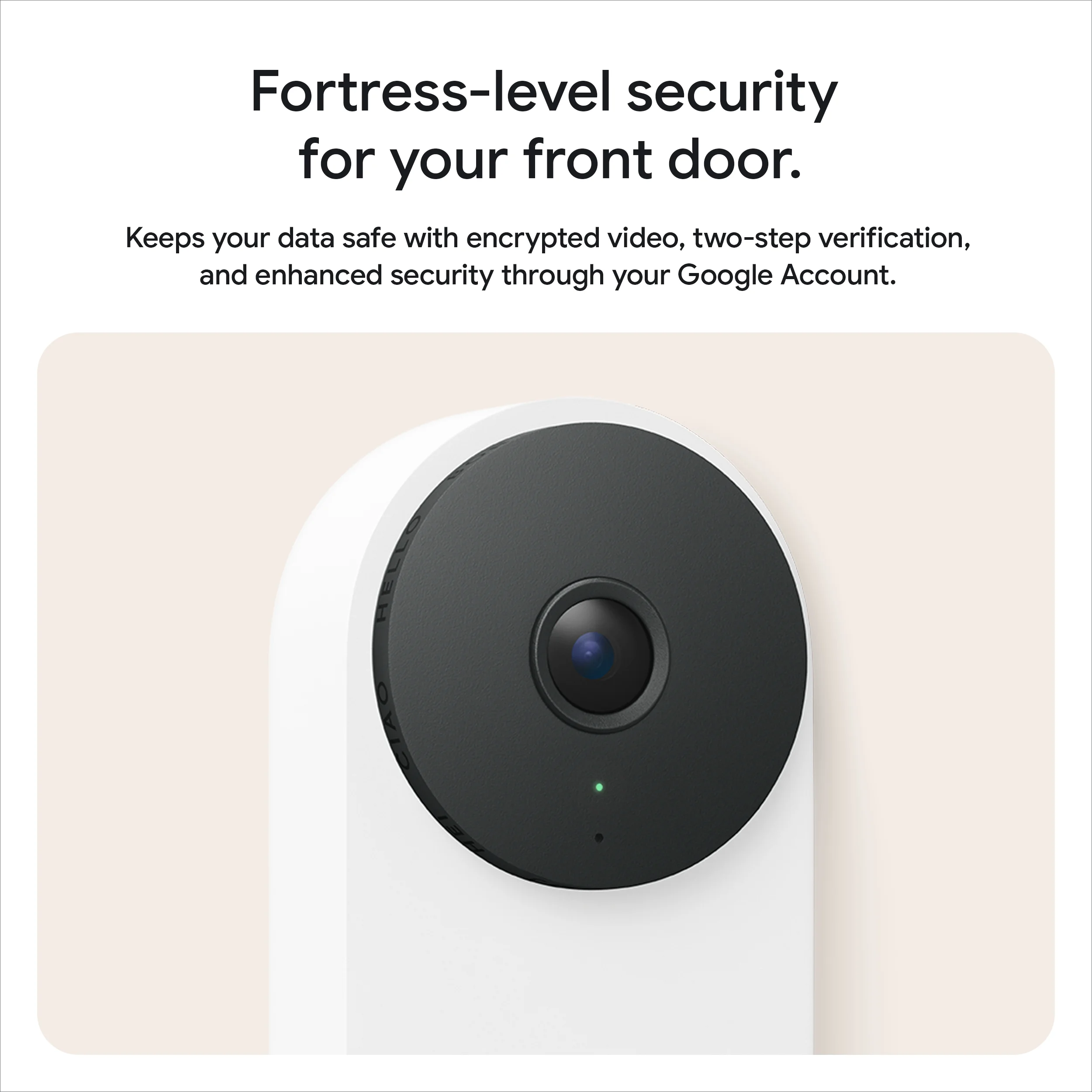 Google Nest Doorbell (Wired, 3rd Gen) - Video Doorbell Camera with 2K Video - Works with Google Home - With Gemini - Linen