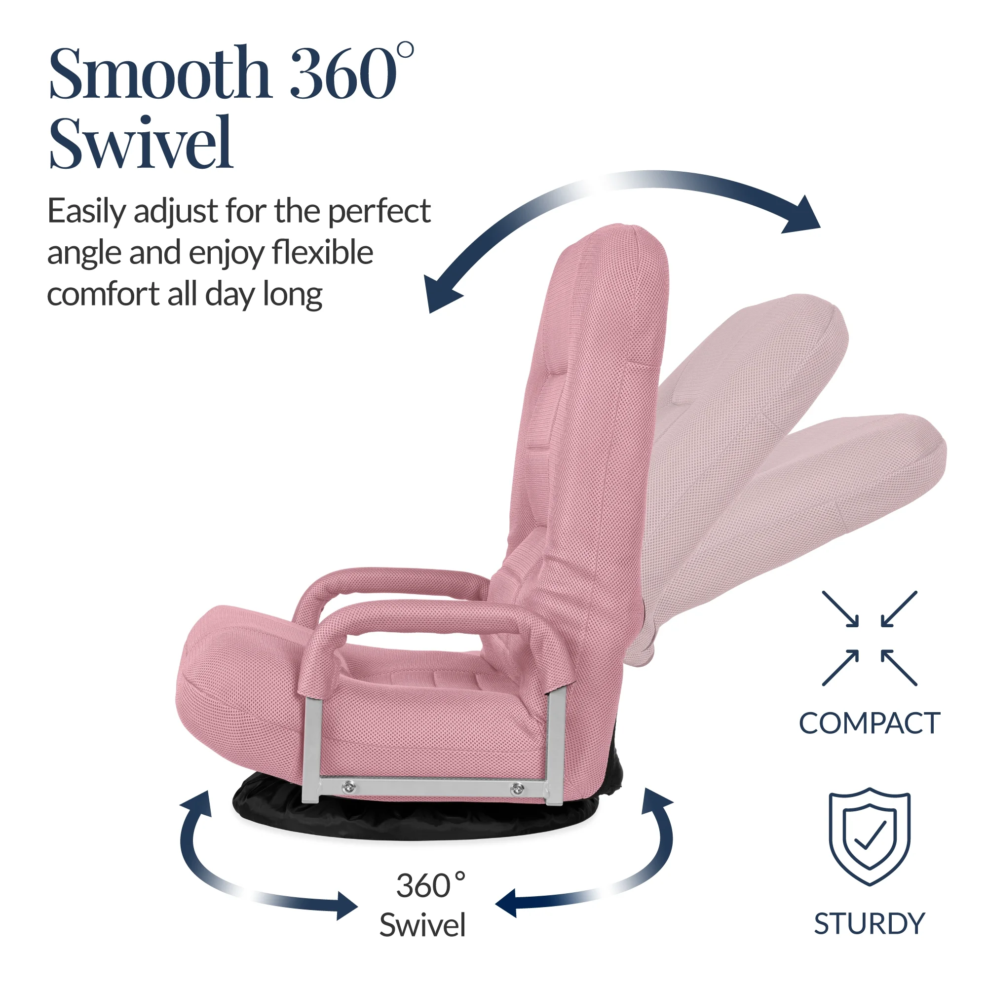 Best Choice Products 360-Degree Swivel Gaming Floor Chair w/ Armrest Handles, Foldable Adjustable Backrest - Black/Red