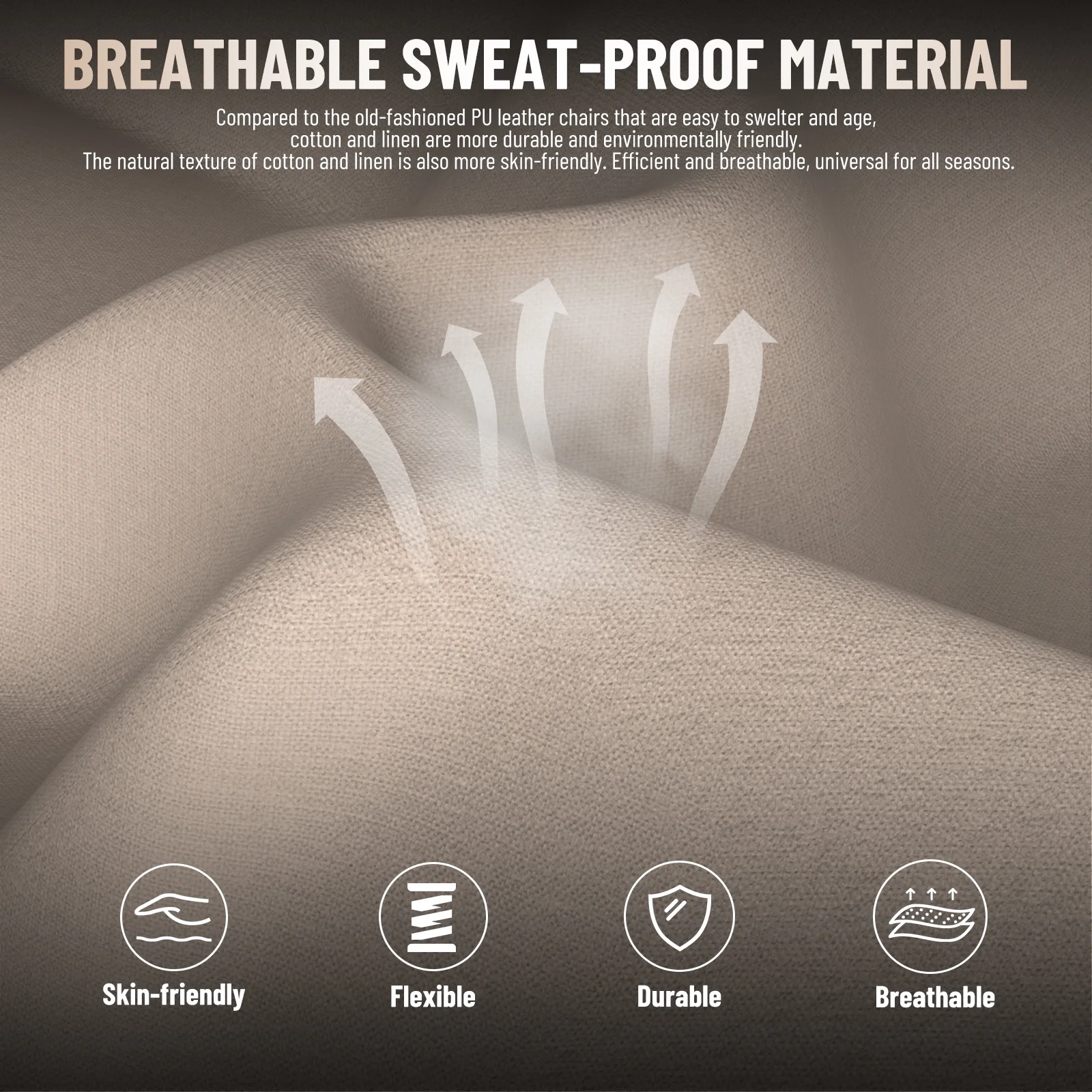 SOONTRANS Gaming Chair for Adults, Ergonomic Linen Fabric Computer Chair with Massage Lumbar Pillow, Gamer Game Chair with Adjustable Headrest, Comfortable Office Chair for Home, White