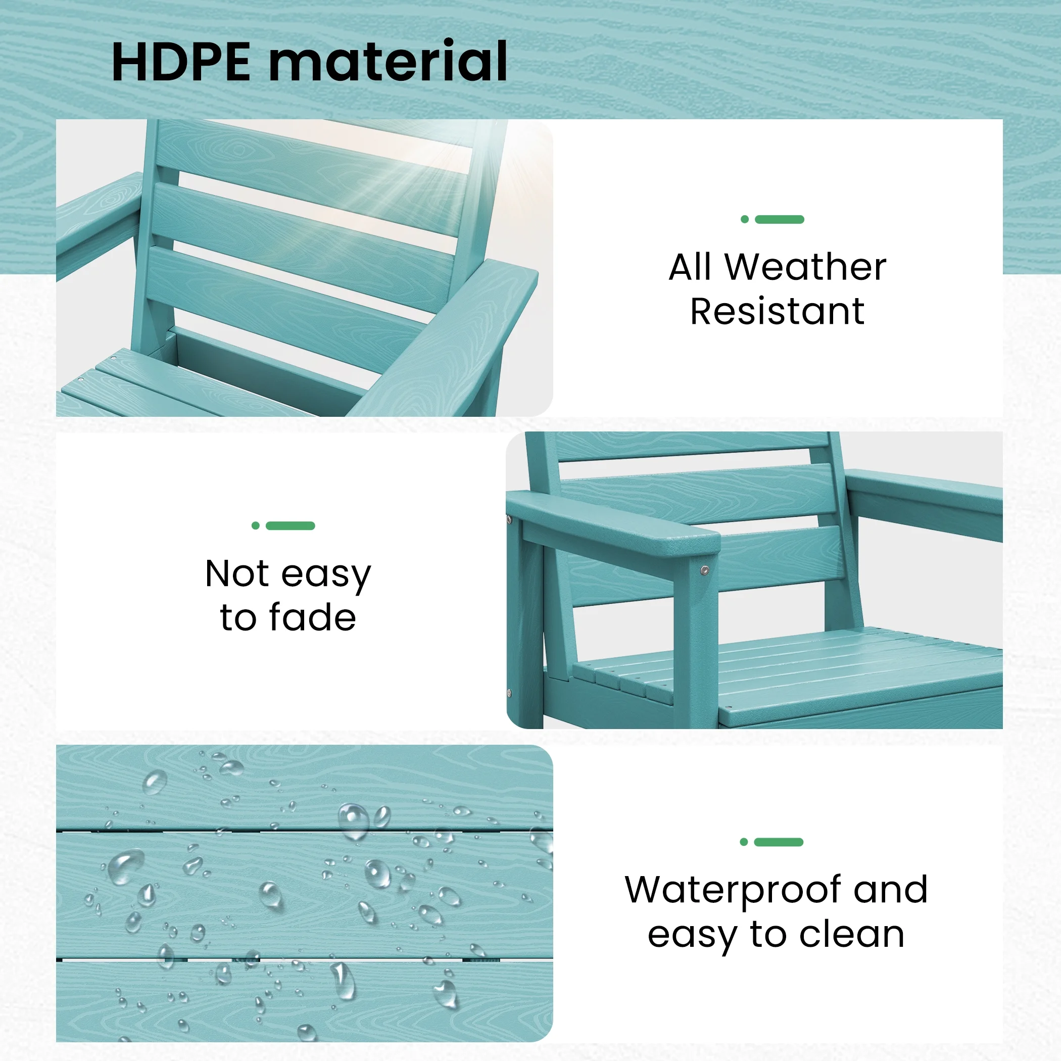 SERWALL Outdoor HDPE Dining Table Set, 7-Piece Outdoor Dining Table Sets with Umbrella Hole, Grey