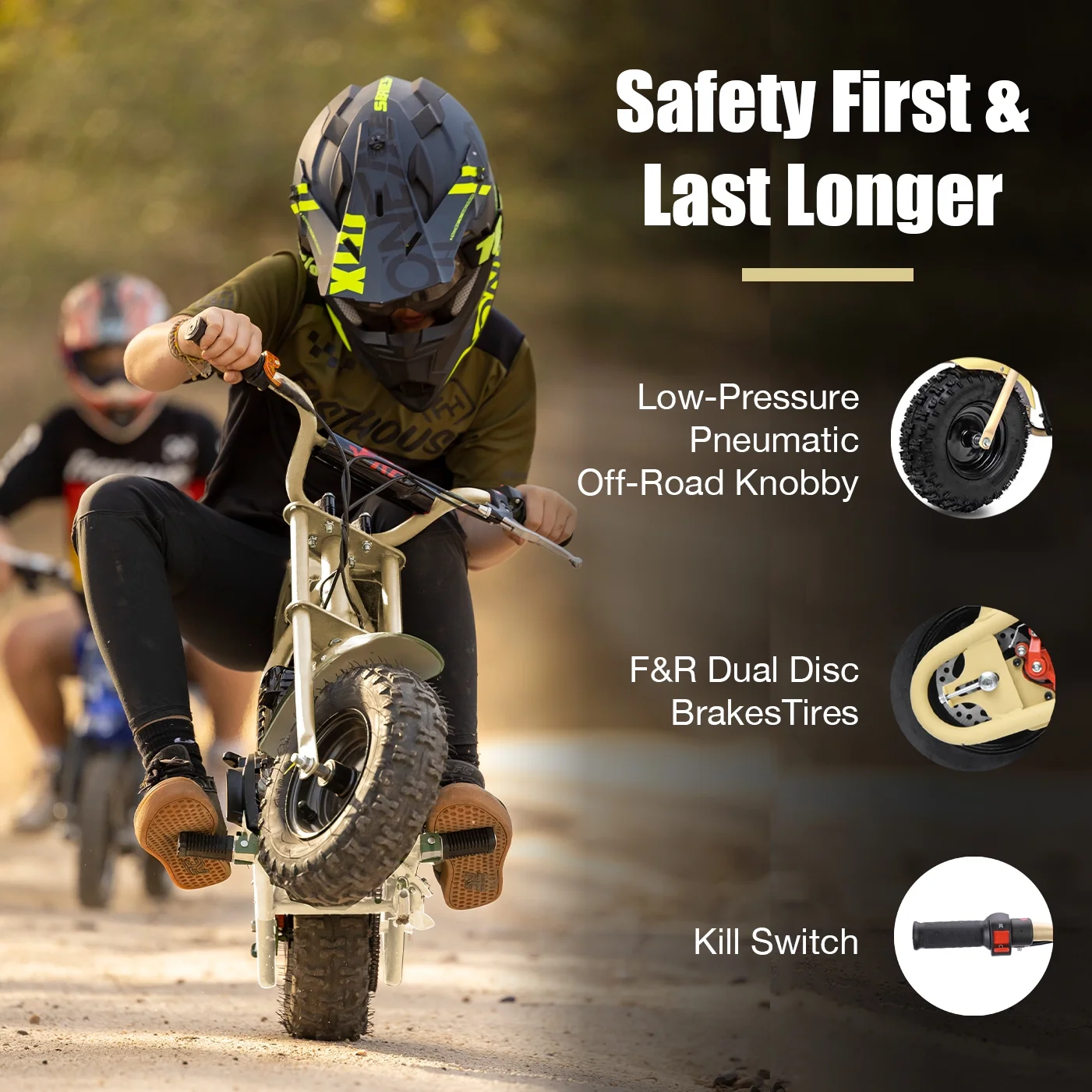 FRP 50cc Gas Dirt Bike - Red Mini Motorcycles for Young Riders, Gas Powered Mini Bike with Safety Kill Switch, Tubeless Tires, Easy Pull Start, and EPA Approved (Red)