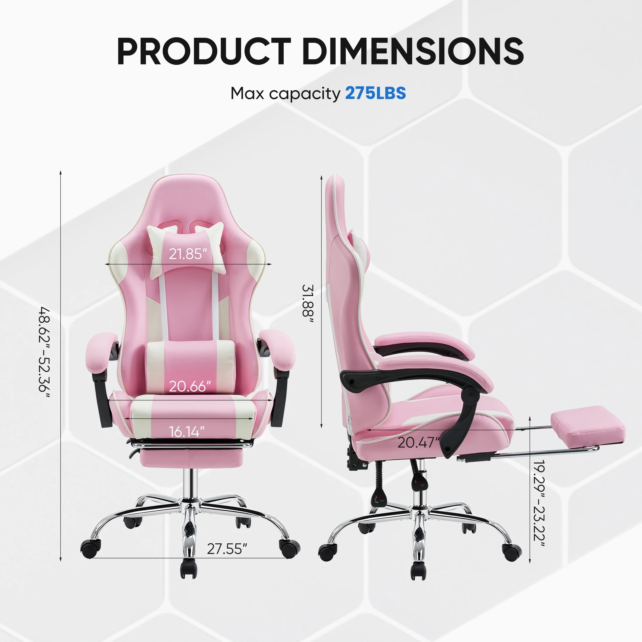 EDX Ergonomic Gaming Chair High Back Office Chair with Lumbar Support and Adjustable Armrests Swivel Racing Chair, Black and Gray