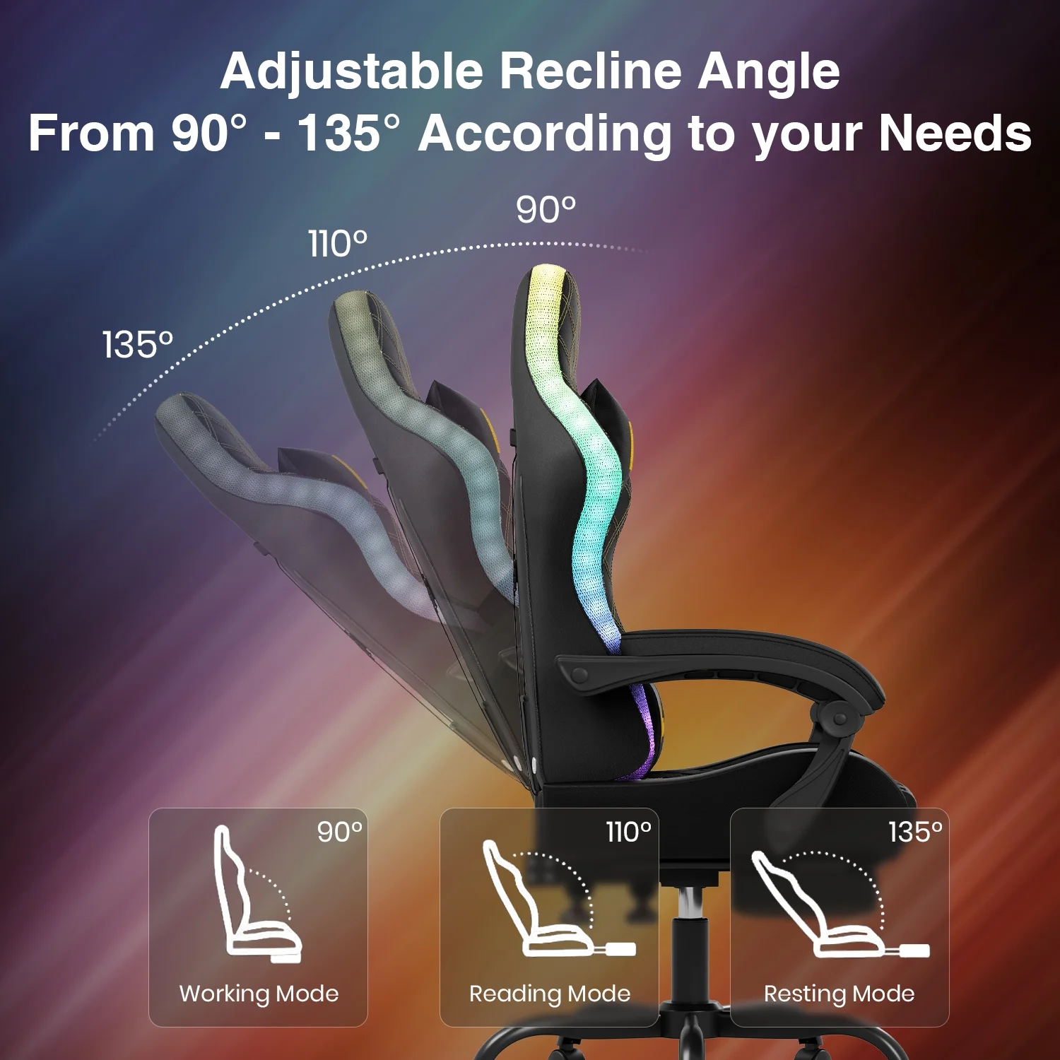 Dryfeedo Gaming Chair with LED Lights, Ergonomic Computer Chair with Lumbar Support, Adjustable Headrest & Footrest, Green