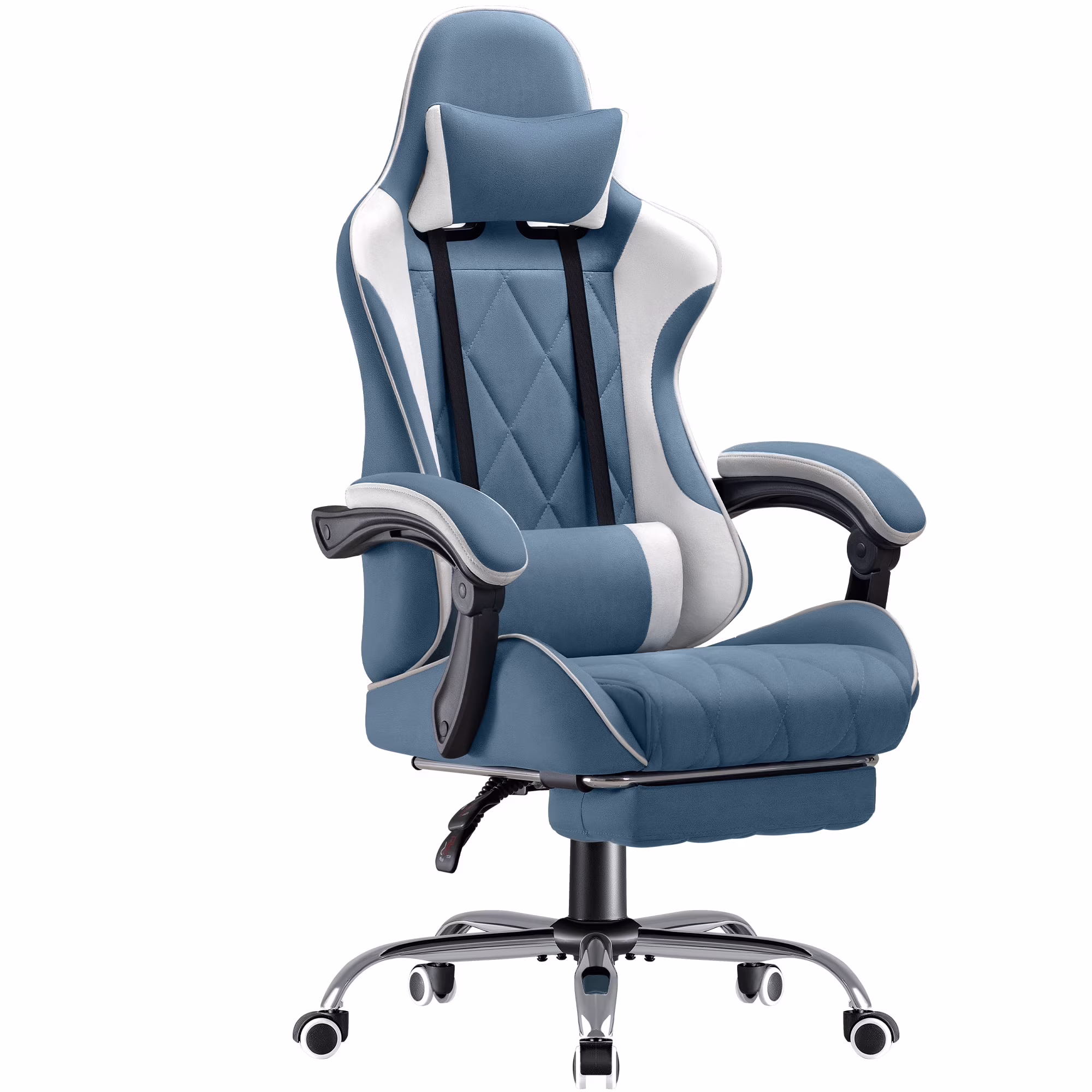 Homall Gaming Chair Fabric Computer Chair Massage Game Chair Cloth Office Chair with Headrest, Lumbar Support & Footrest,Gray