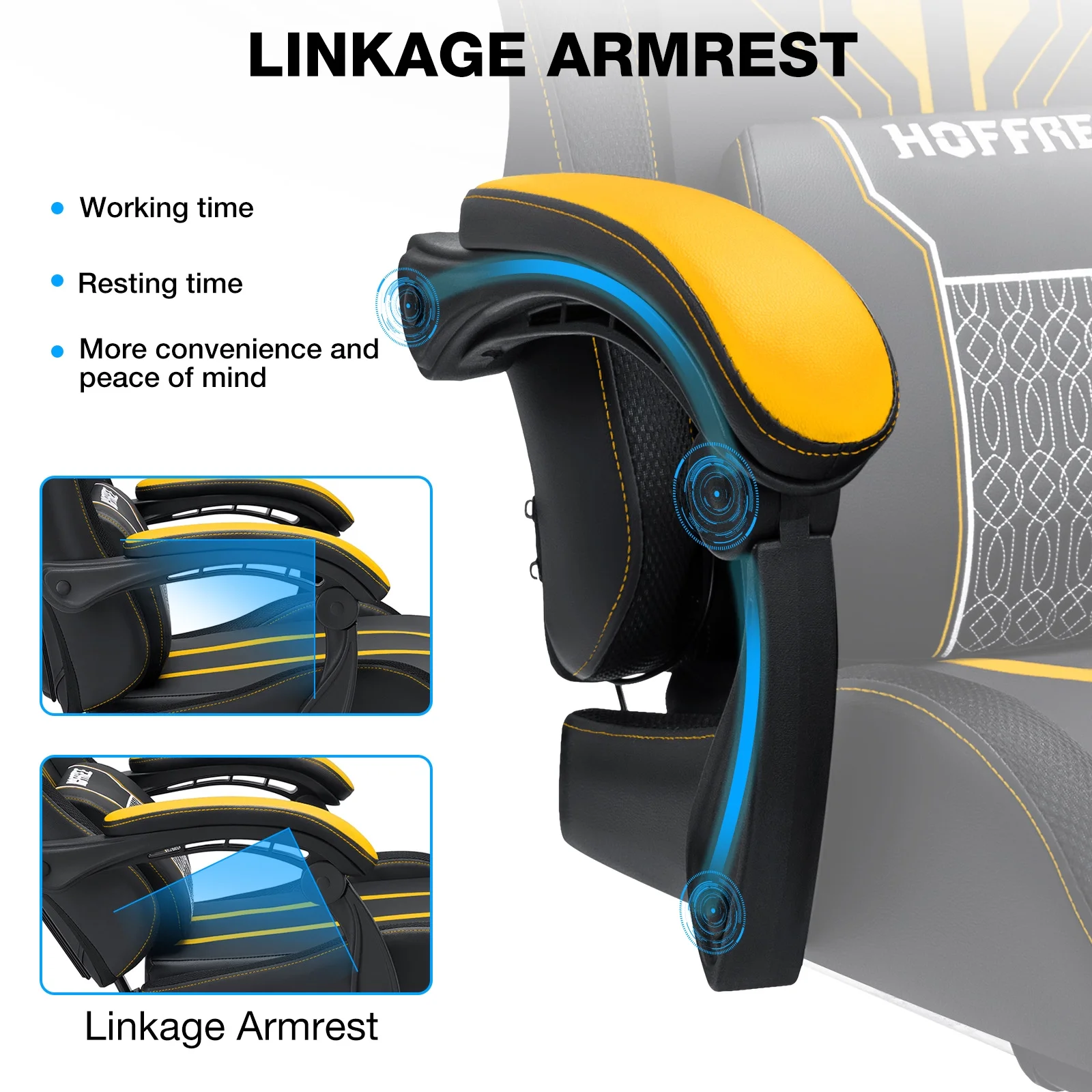 Hoffree Gaming Chair with Bluetooth Speakers Big and Tall Gamer Chair with Footrest and Massage Game Chair with Lumbar Support and 360-Swivel Seat and Headrest for Adults, 400lbs