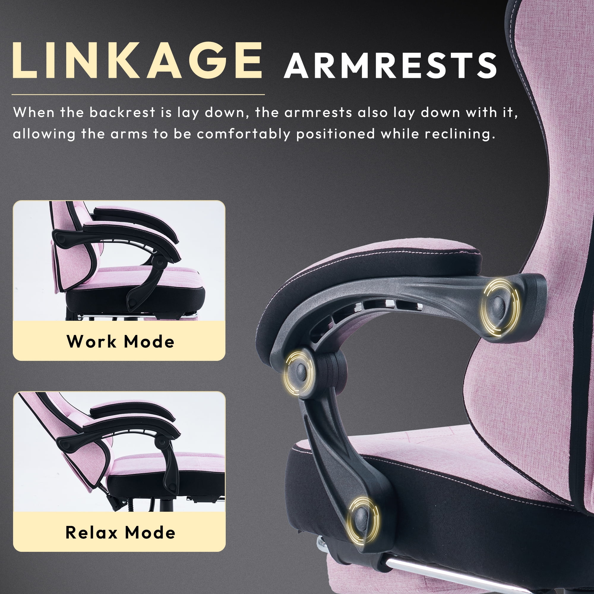 Dowinx Fabric Gaming Chair with Massage Lumbar Support, High Back Ergonomic Computer Chair with Footrest for Adult, Black