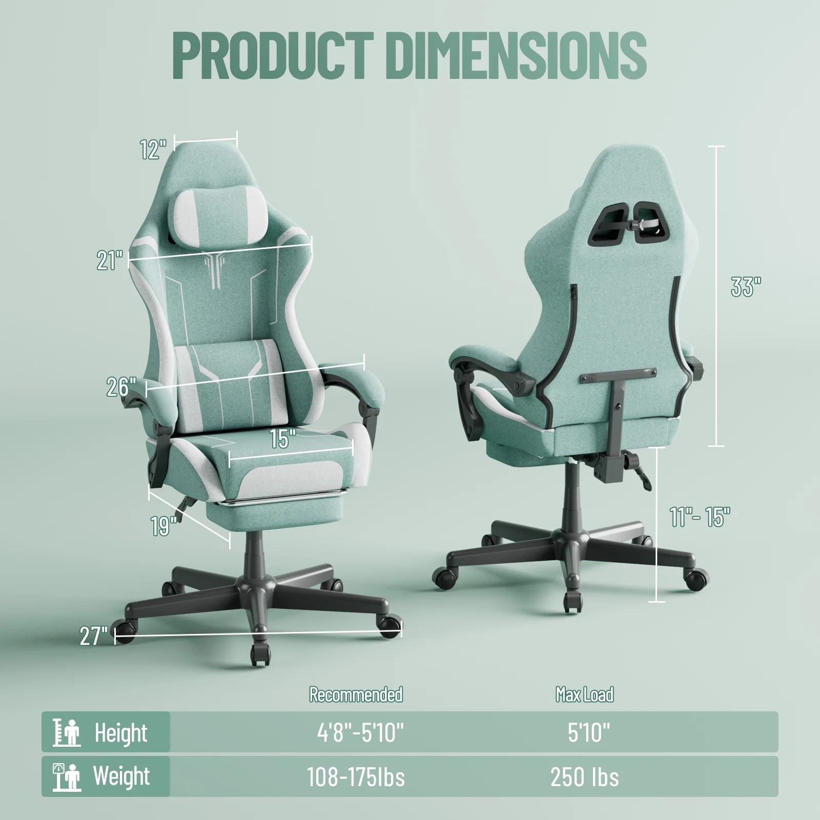 SOONTRANS Gaming Chair for Adults, Velvet Fabric High Back Comfortable Video Game Chair with Footrest and Massage Lumbar Cushion, Racing Computer Desk Chair, Ergonomic Gamer Chair, Black/Grey