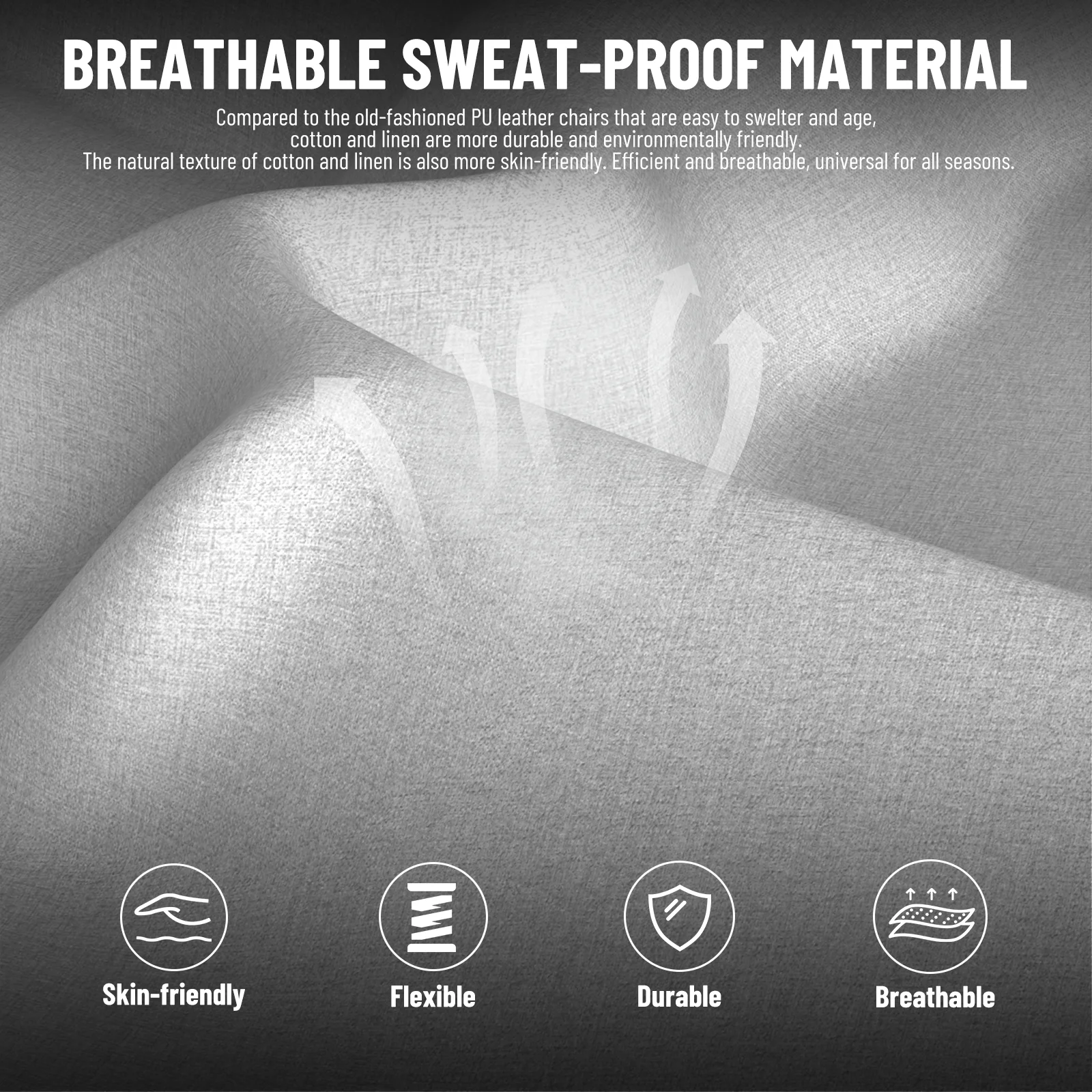 SOONTRANS Gaming Chair for Adults, Ergonomic Linen Fabric Computer Chair with Massage Lumbar Pillow, Gamer Game Chair with Adjustable Headrest, Comfortable Office Chair for Home, White