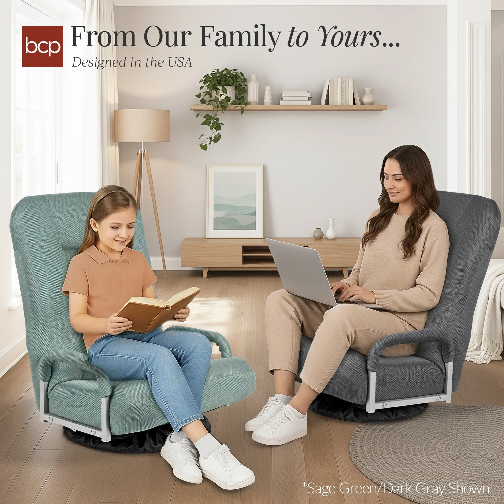 Best Choice Products 360-Degree Swivel Gaming Floor Chair w/ Armrest Handles, Foldable Adjustable Backrest - Black/Red