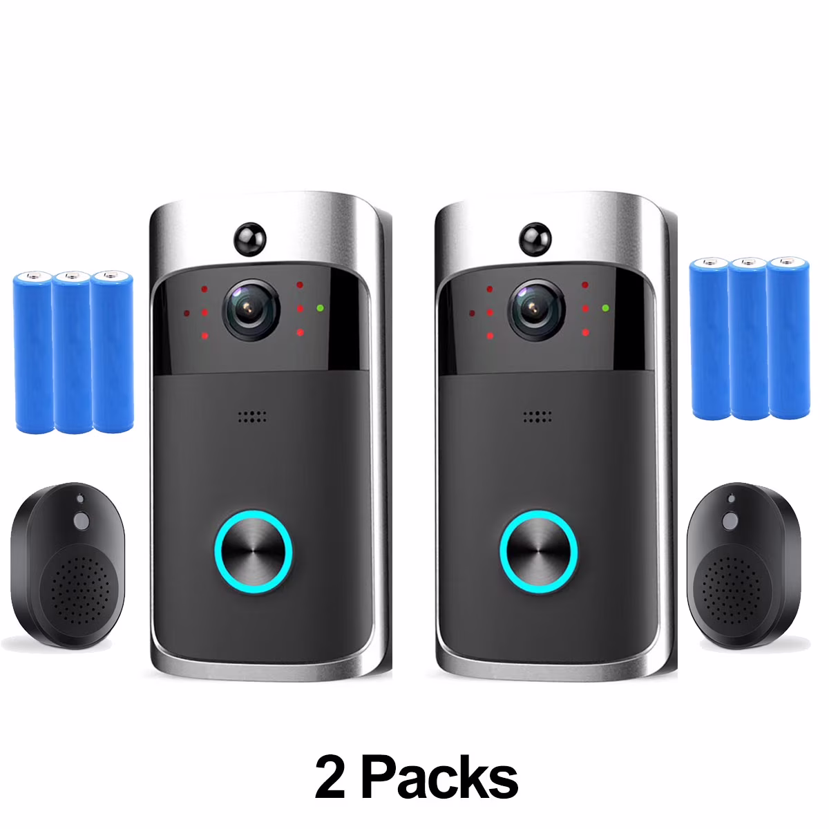2PCS Ring & Video Doorbell with Camera Wireless WiFi Security Phone Bell 720PHD ��Video Doorbell Camera, Wireless Doorbell Camera with Chime