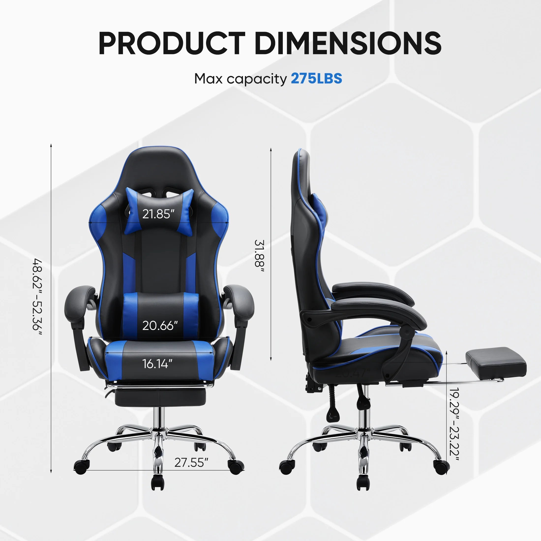EDX Ergonomic Gaming Chair High Back Office Chair with Lumbar Support and Adjustable Armrests Swivel Racing Chair, Black and Gray