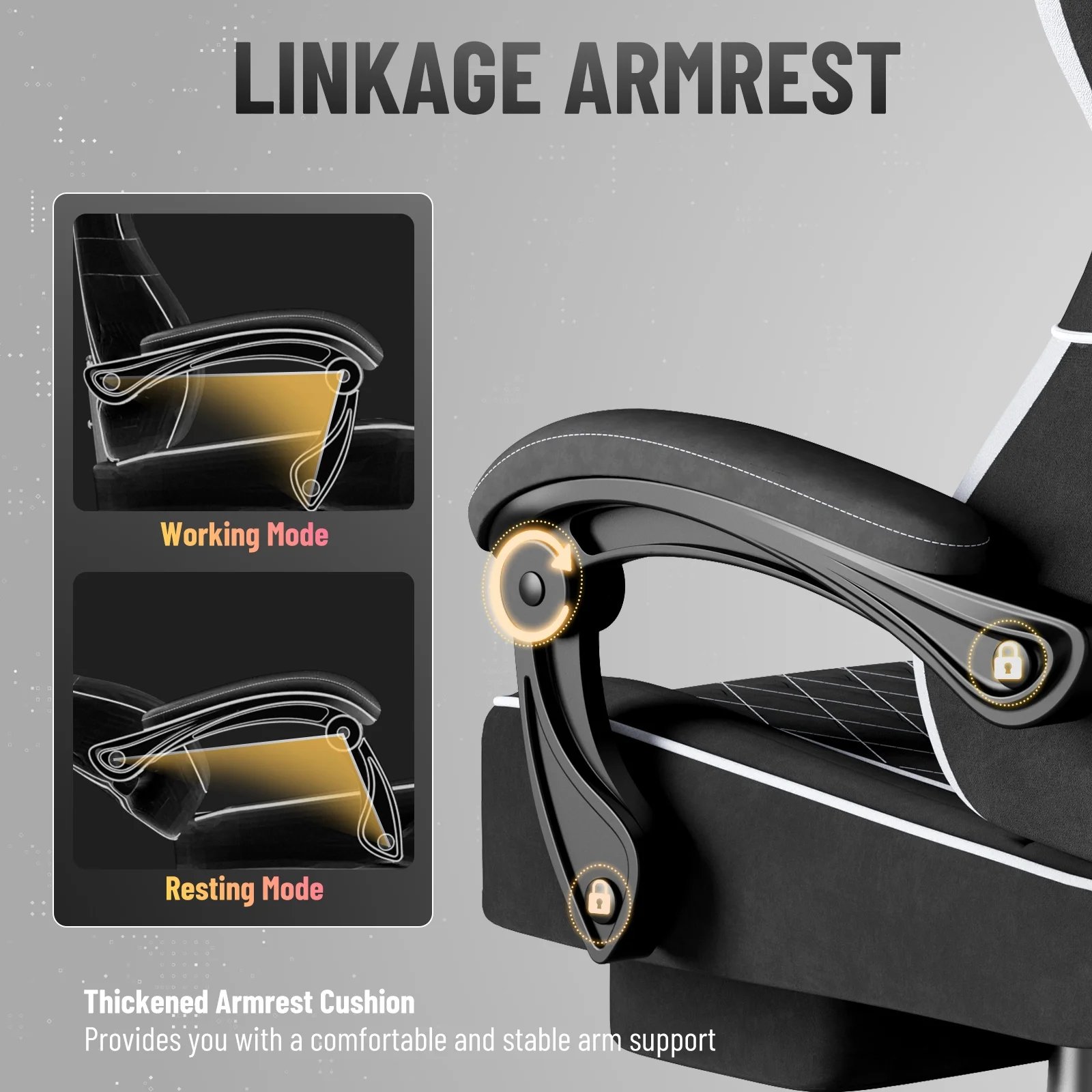 SOONTRANS Gaming Chair for Adults, Velvet Fabric High Back Comfortable Video Game Chair with Footrest and Massage Lumbar Cushion, Racing Computer Desk Chair, Ergonomic Gamer Chair, Black/Grey