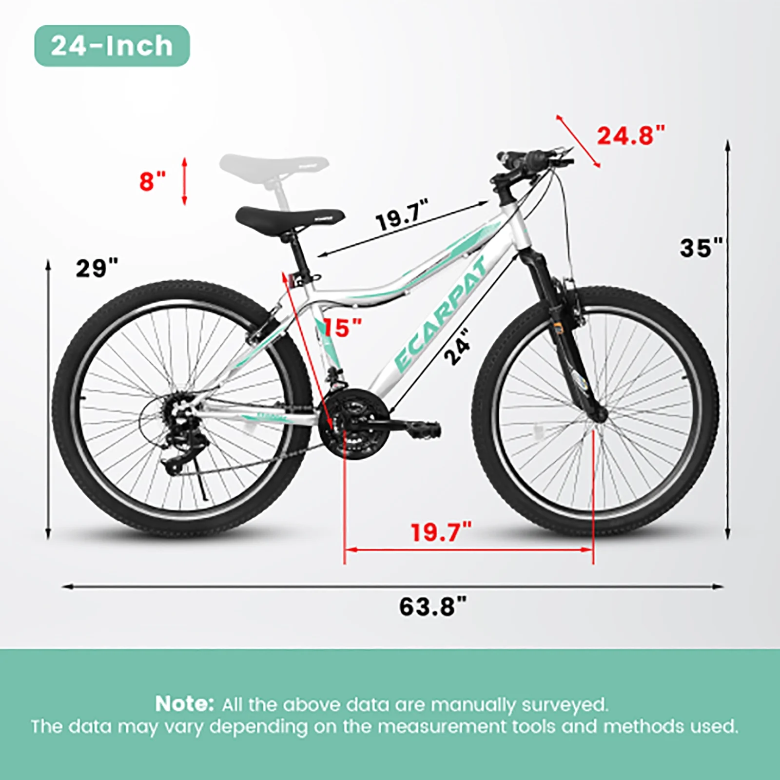 24 Inch Mountain Bike for Teenagers, High Carbon Steel Frame, Dual Full Suspension Mountain Bike, Mountain Tire, 21 Speed Mens Womens Outdoor Cycling, Birthday Gifts
