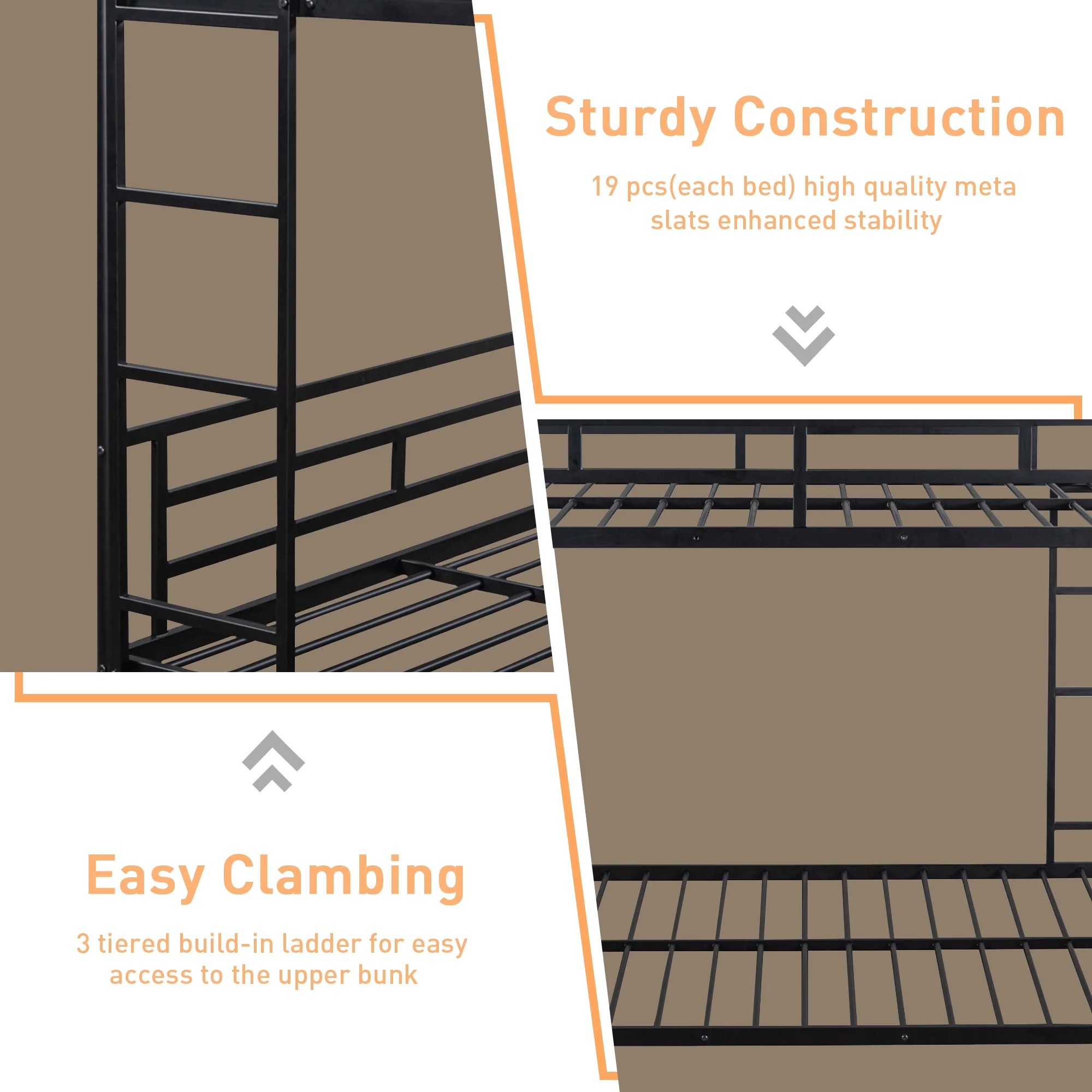 Kumix Gaming Bunk Bed with Desk, LED Light, Full over Full Bunk Bed with 2 Drawers, Ladder and Full Length Guardrail for Teens and Adults, Metal Full Size Bunk Bed Frame for Bedroom, Black